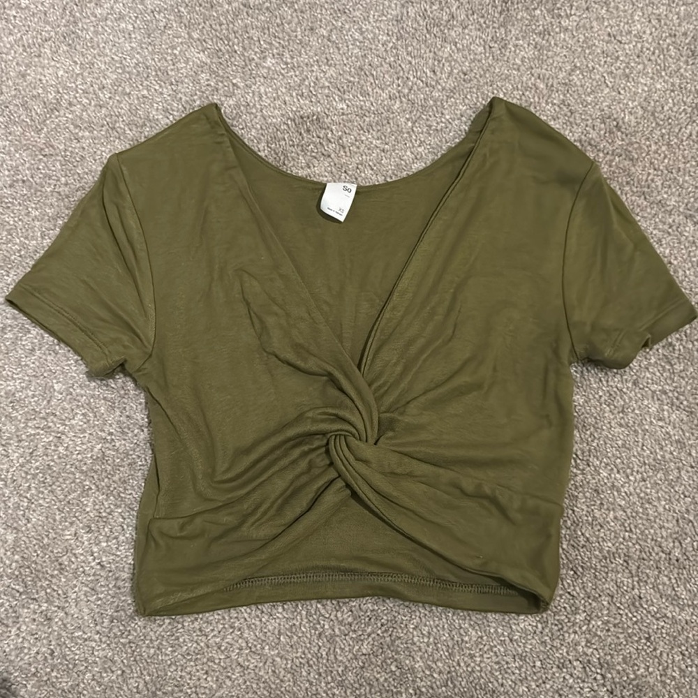 Army Green Cropped Shirt